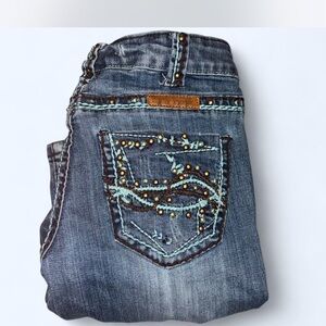 Cowgirl Tuff Denim with Turquoise Embroidery